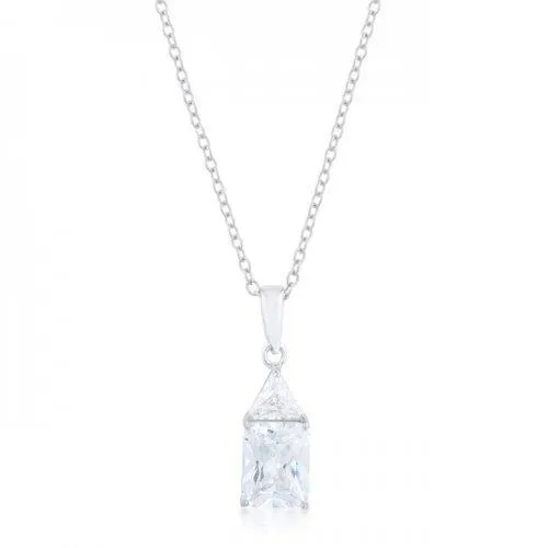 Classic Cubic Zirconia Sterling Silver Drop Necklace (pack of 1 ea)