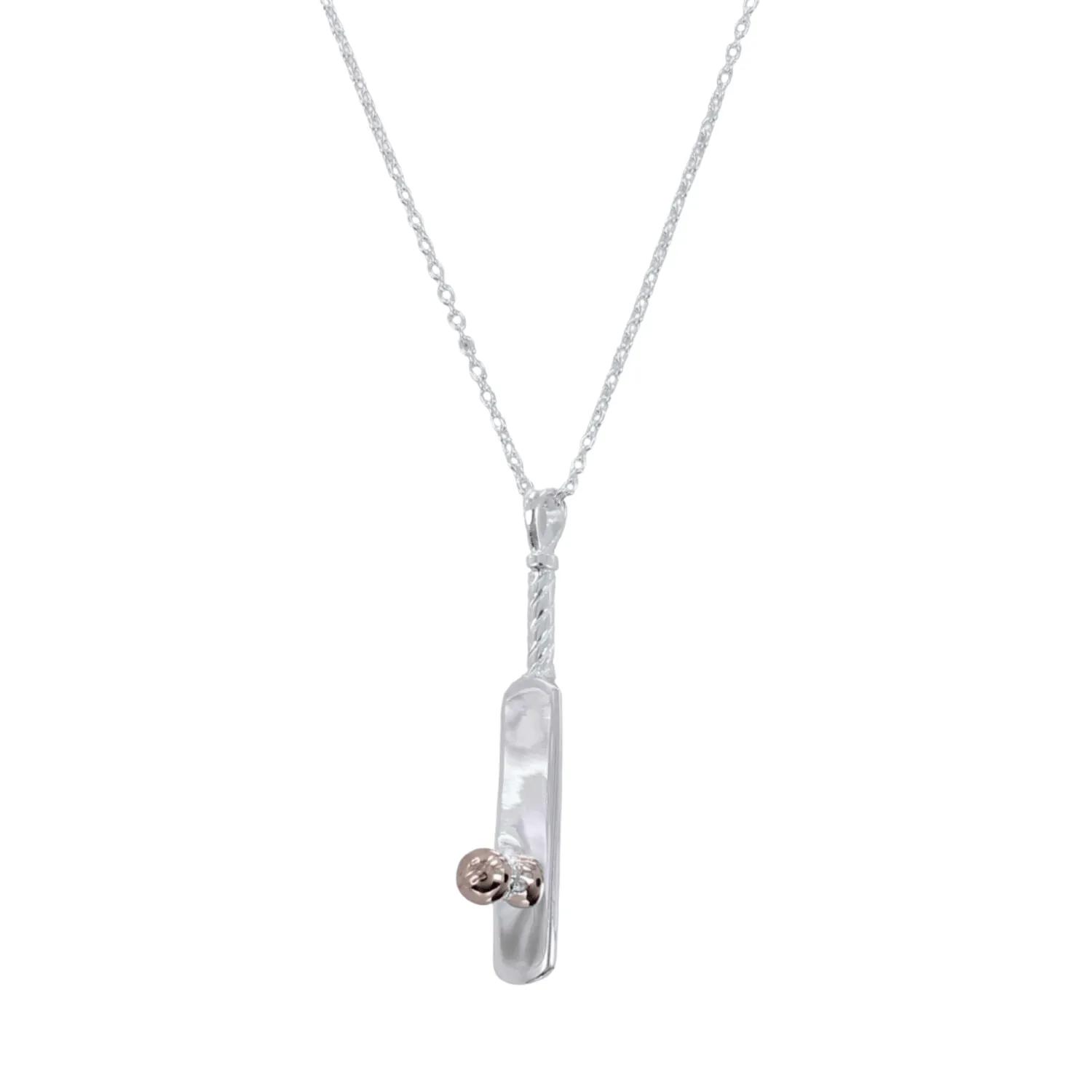 Cricket Bat and Ball Sterling Silver Necklace