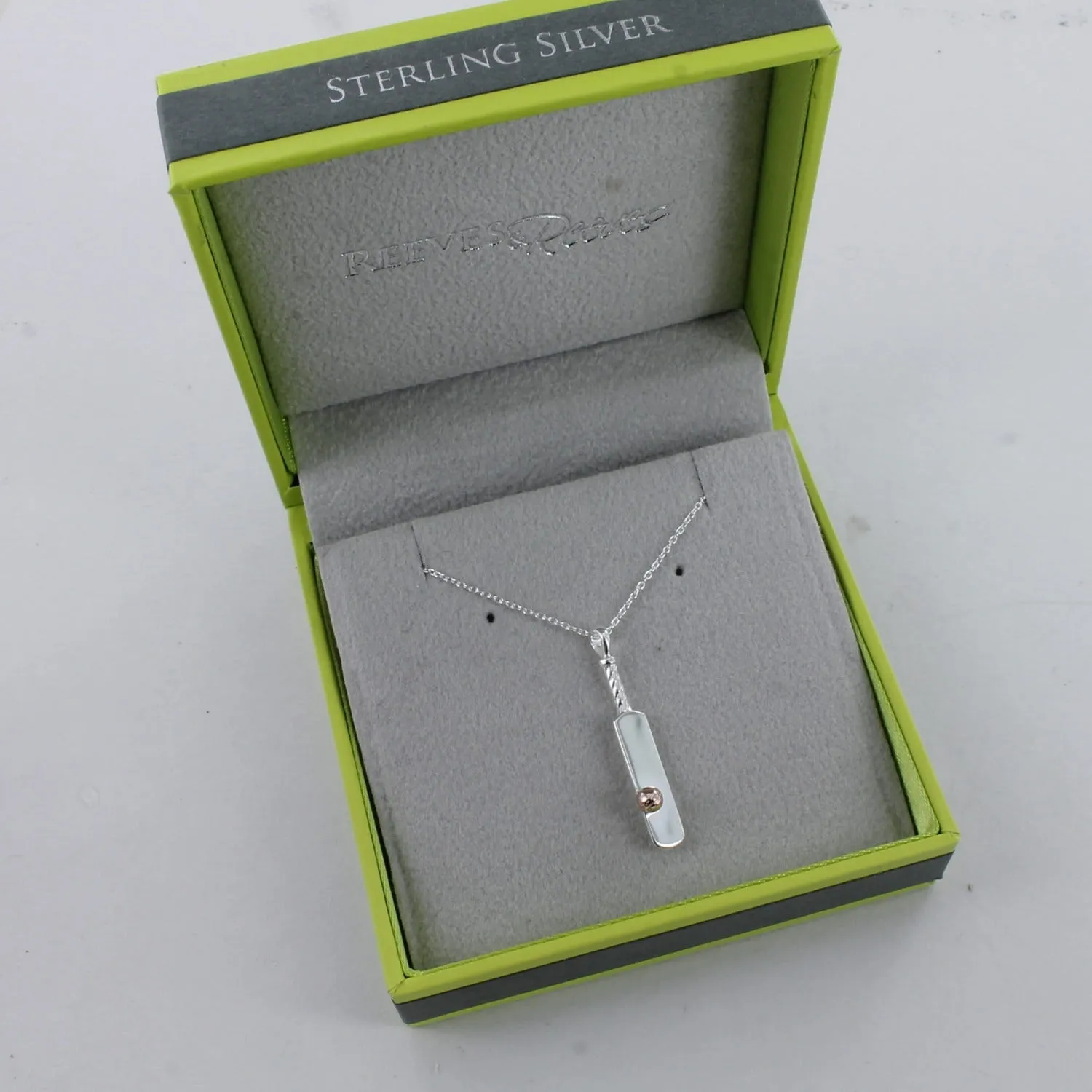 Cricket Bat and Ball Sterling Silver Necklace