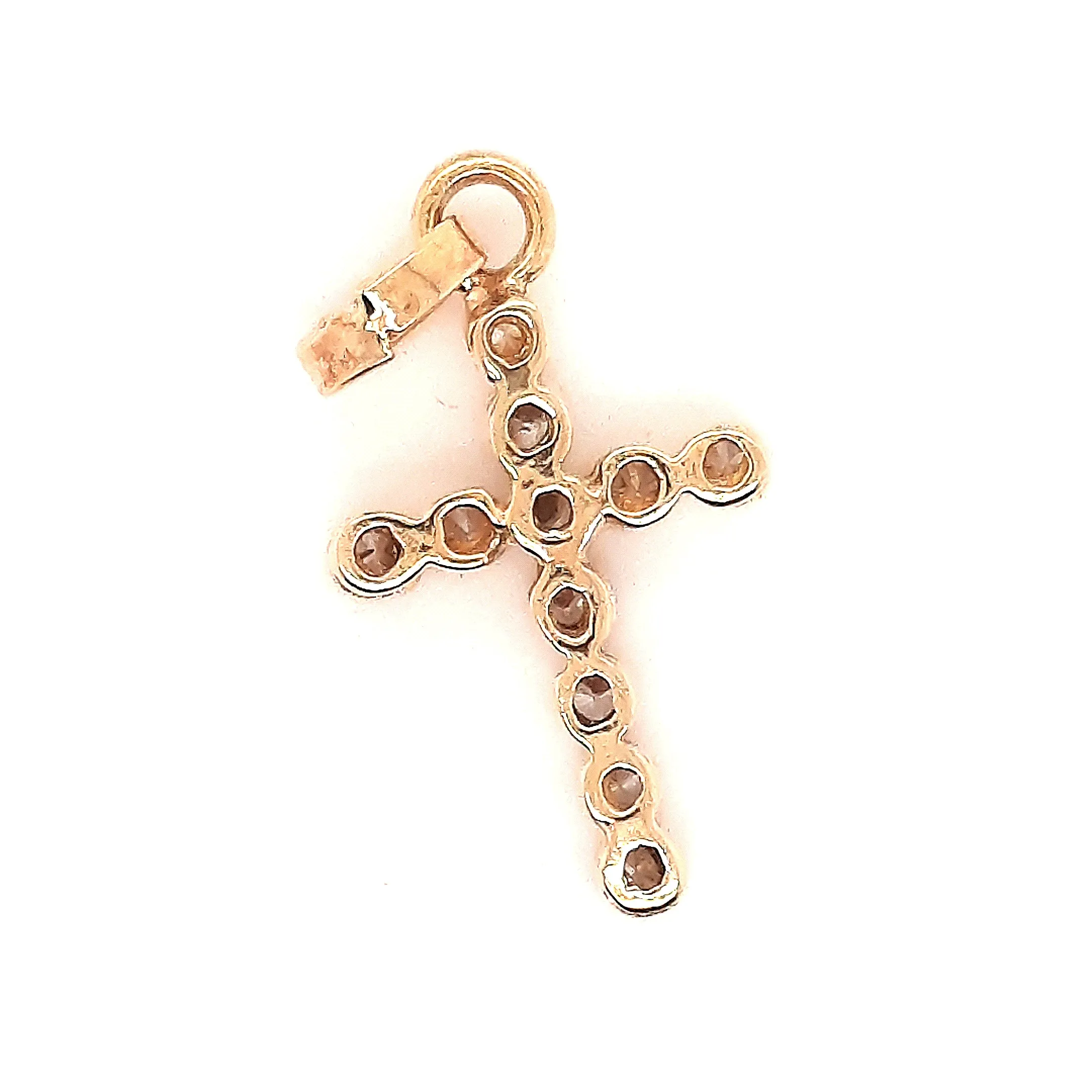 Cubic Zirconia & Yellow Gold Cross Pendant