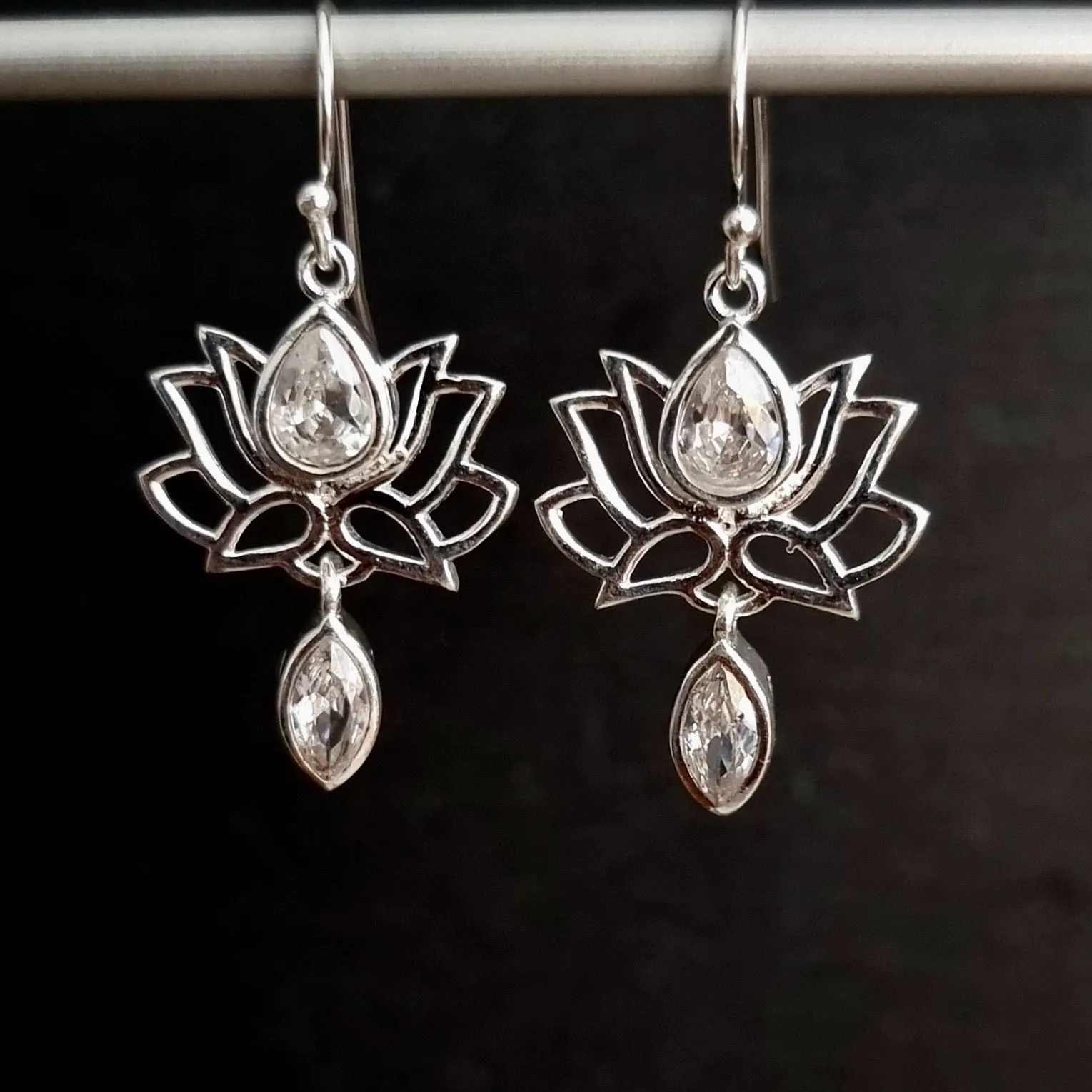 Cubic Zirconia Sterling Silver Lotus Flower Pendant, P6CZ