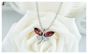 Cute Butterfly White Gold Plated Rhinestone Fine Pendants
