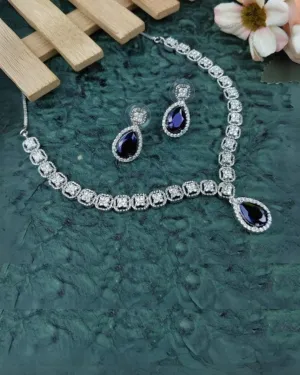 Designer American Diamond With Studs Necklace Set (D918)