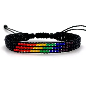 Diagonal Black Adjustable Bracelet