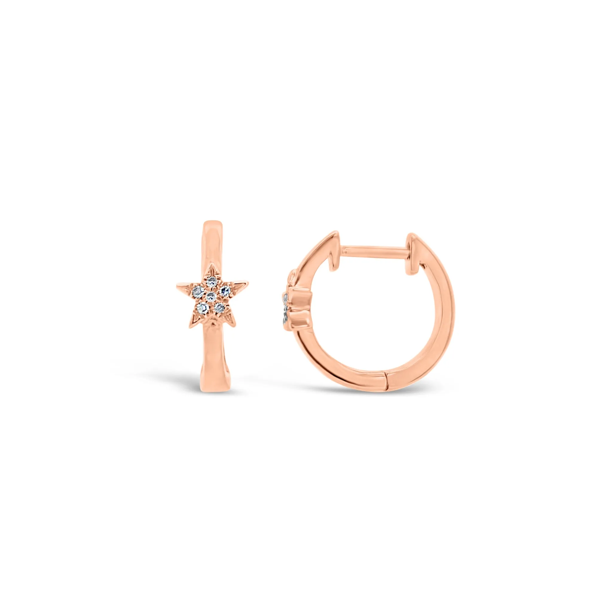 Diamond Star Accent Huggie Earrings