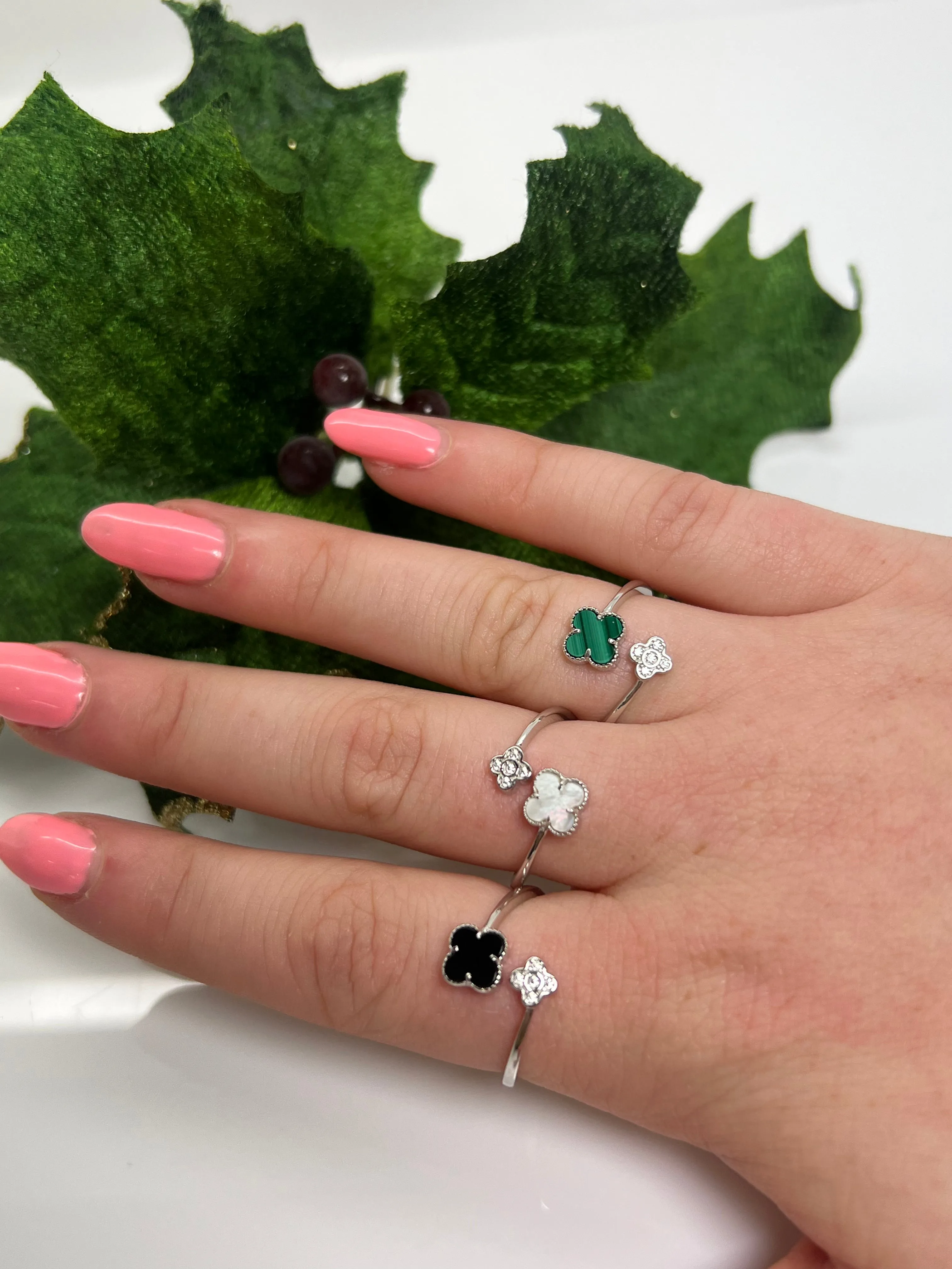 Double Clover rings silver