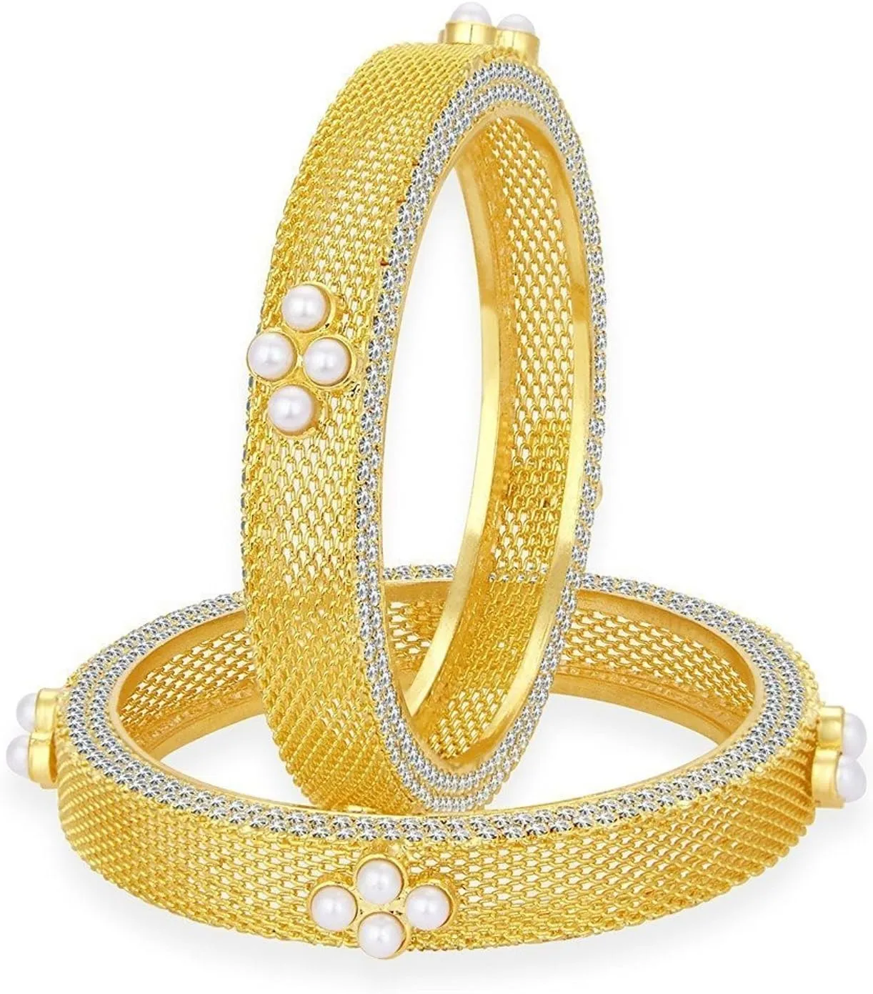 Efulgenz Indian Bangles for Women Indian Bollywood Traditional Ethnic Faux Pearl Crystal Bracelets Bangle Set Wedding Jewelry for Women