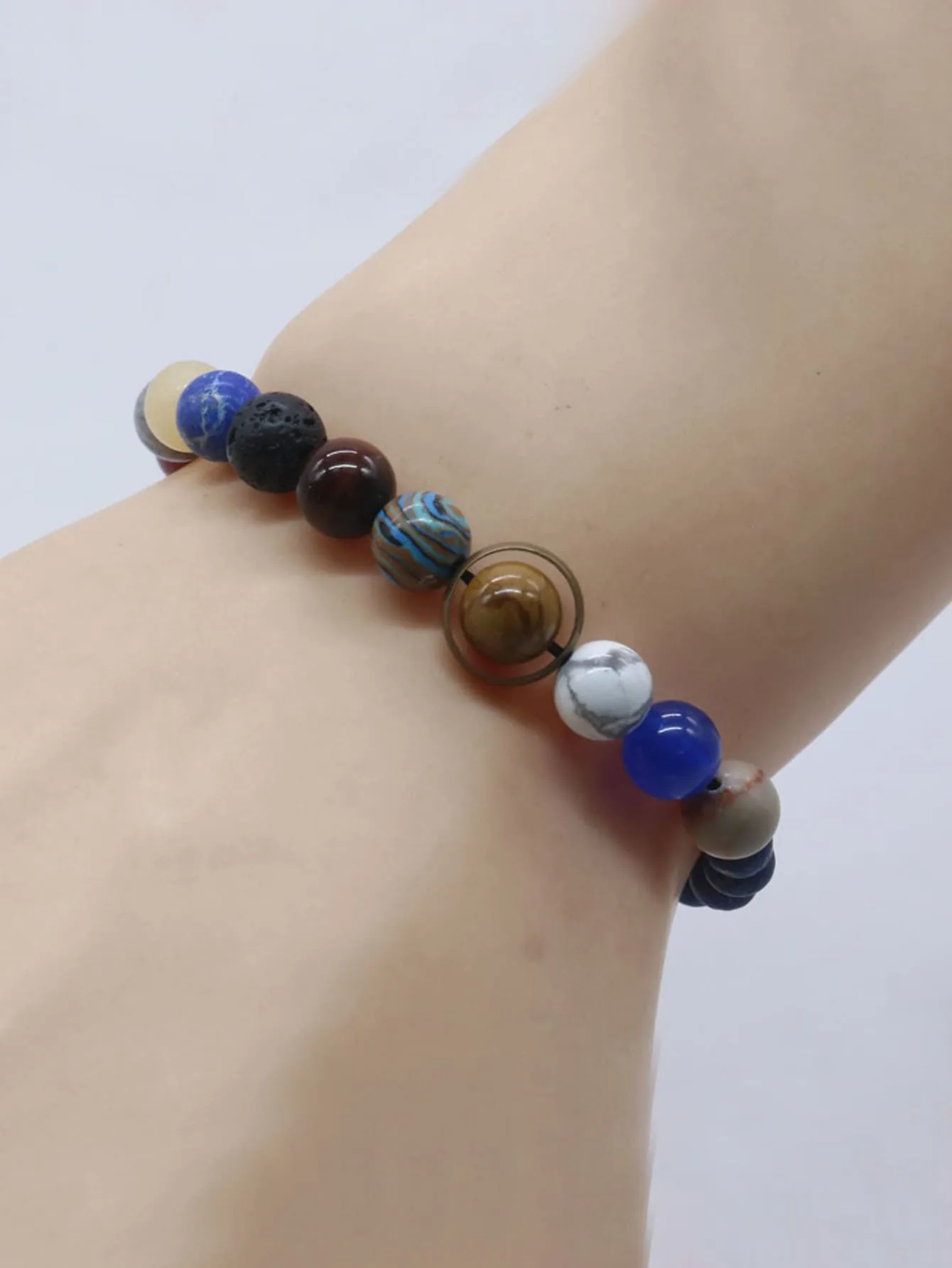 Eight Planets Beaded Bracelet Men's Natural Stone Cosmic Yoga Chakra Bracelet