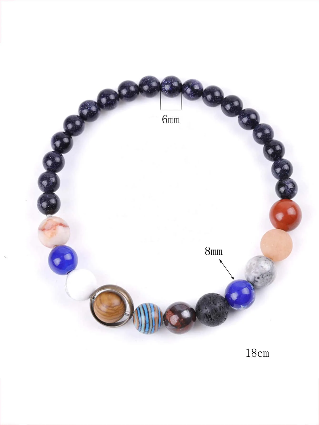 Eight Planets Beaded Bracelet Men's Natural Stone Cosmic Yoga Chakra Bracelet