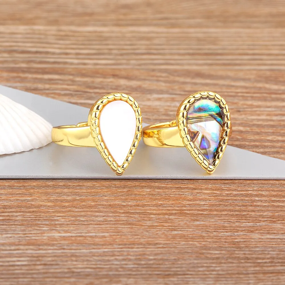 Elegant Gold Plated 5 Colors Jewelry Open Adjustable Ring