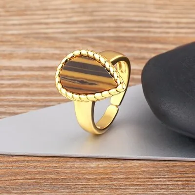 Elegant Gold Plated 5 Colors Jewelry Open Adjustable Ring