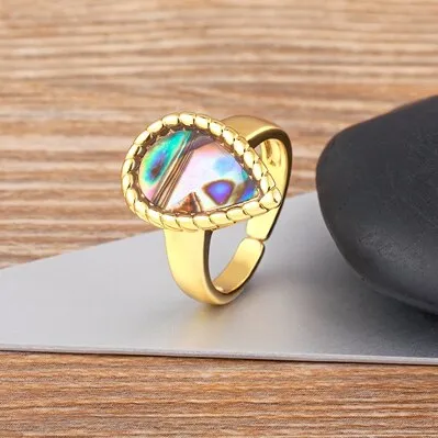 Elegant Gold Plated 5 Colors Jewelry Open Adjustable Ring