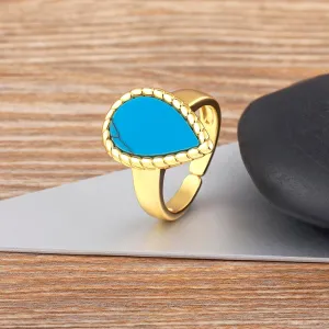 Elegant Gold Plated 5 Colors Jewelry Open Adjustable Ring