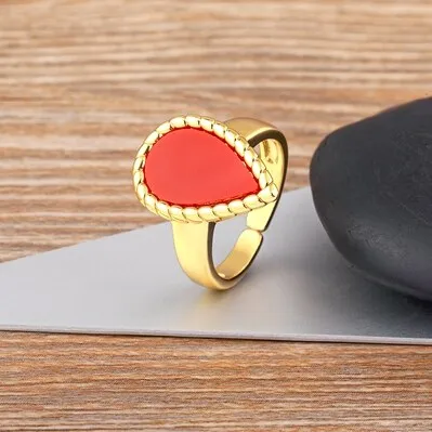 Elegant Gold Plated 5 Colors Jewelry Open Adjustable Ring