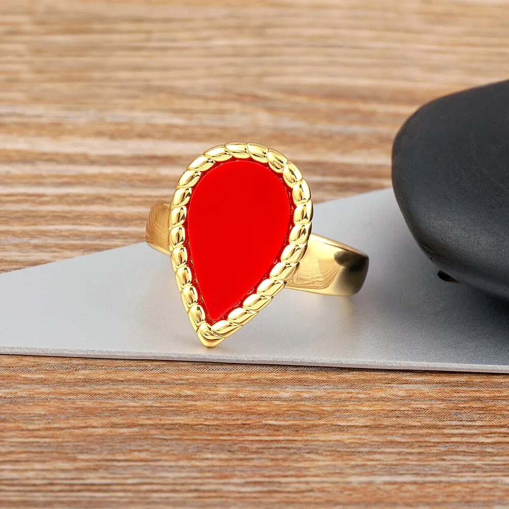 Elegant Gold Plated 5 Colors Jewelry Open Adjustable Ring