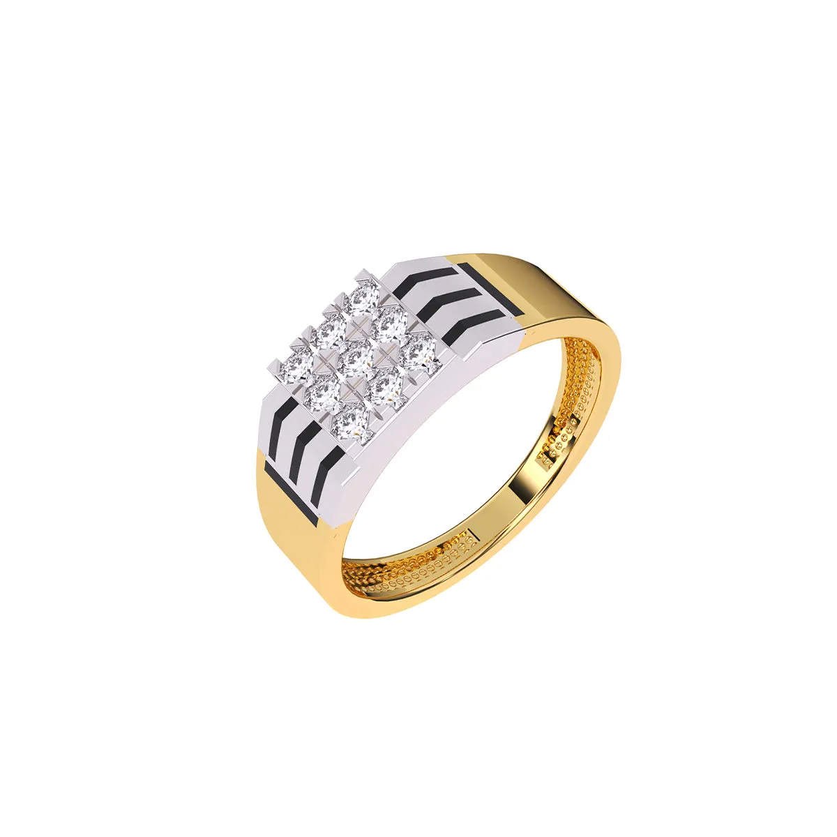 Elegant Two-Tone Cluster Diamond Men's Ring