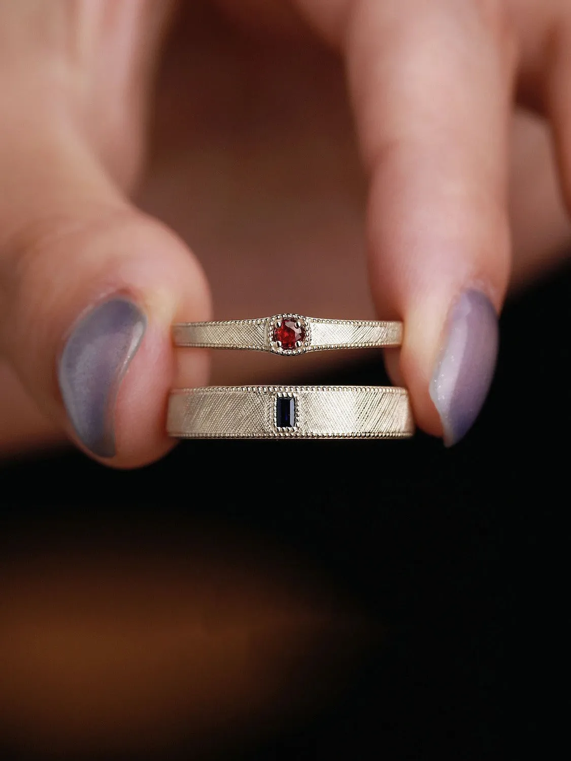 Elegant Vintage Style Zircon Inlaid Couple Rings Set