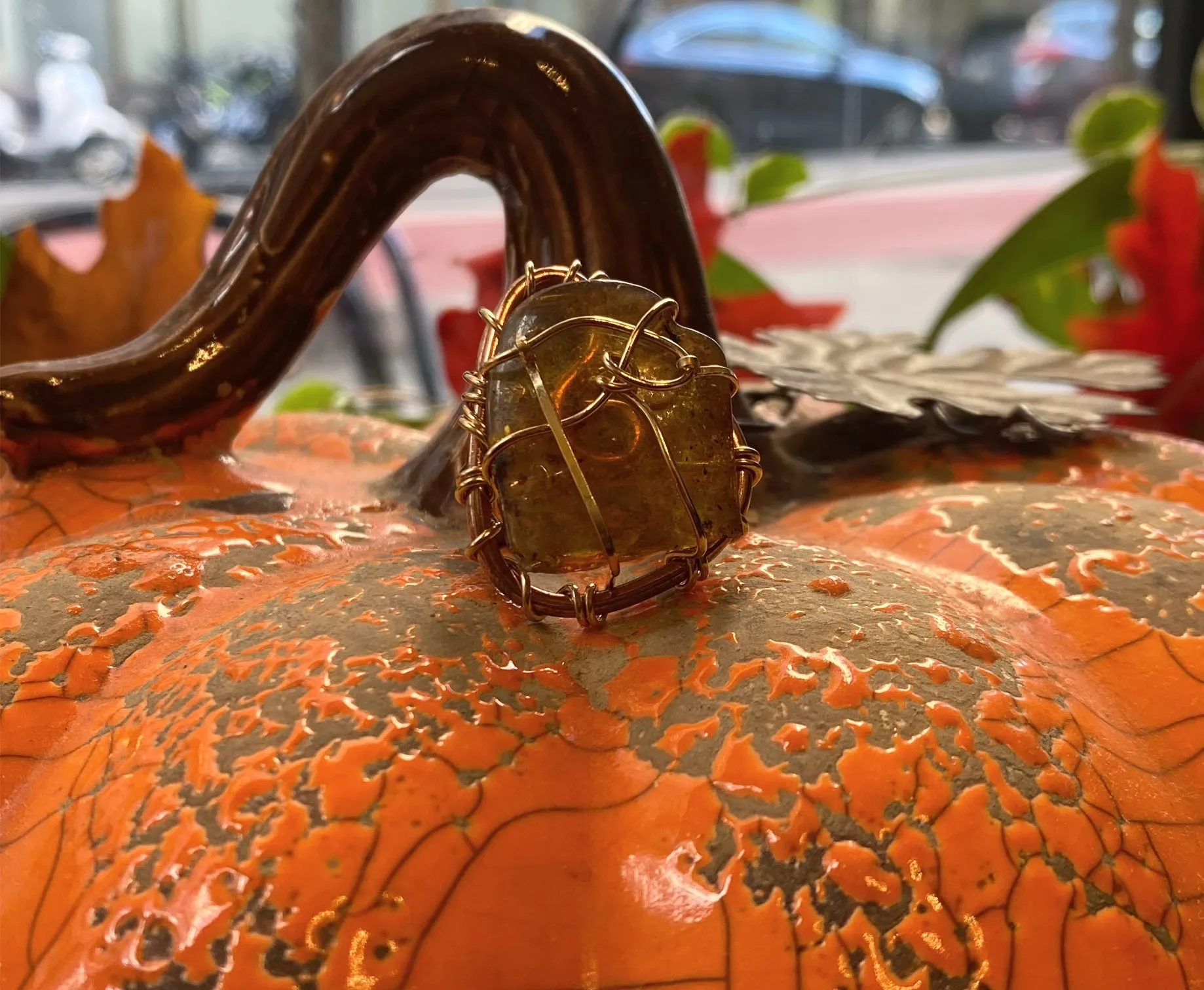 ✨ELEGANT✨COPPER/BRONZE  AMBER RING