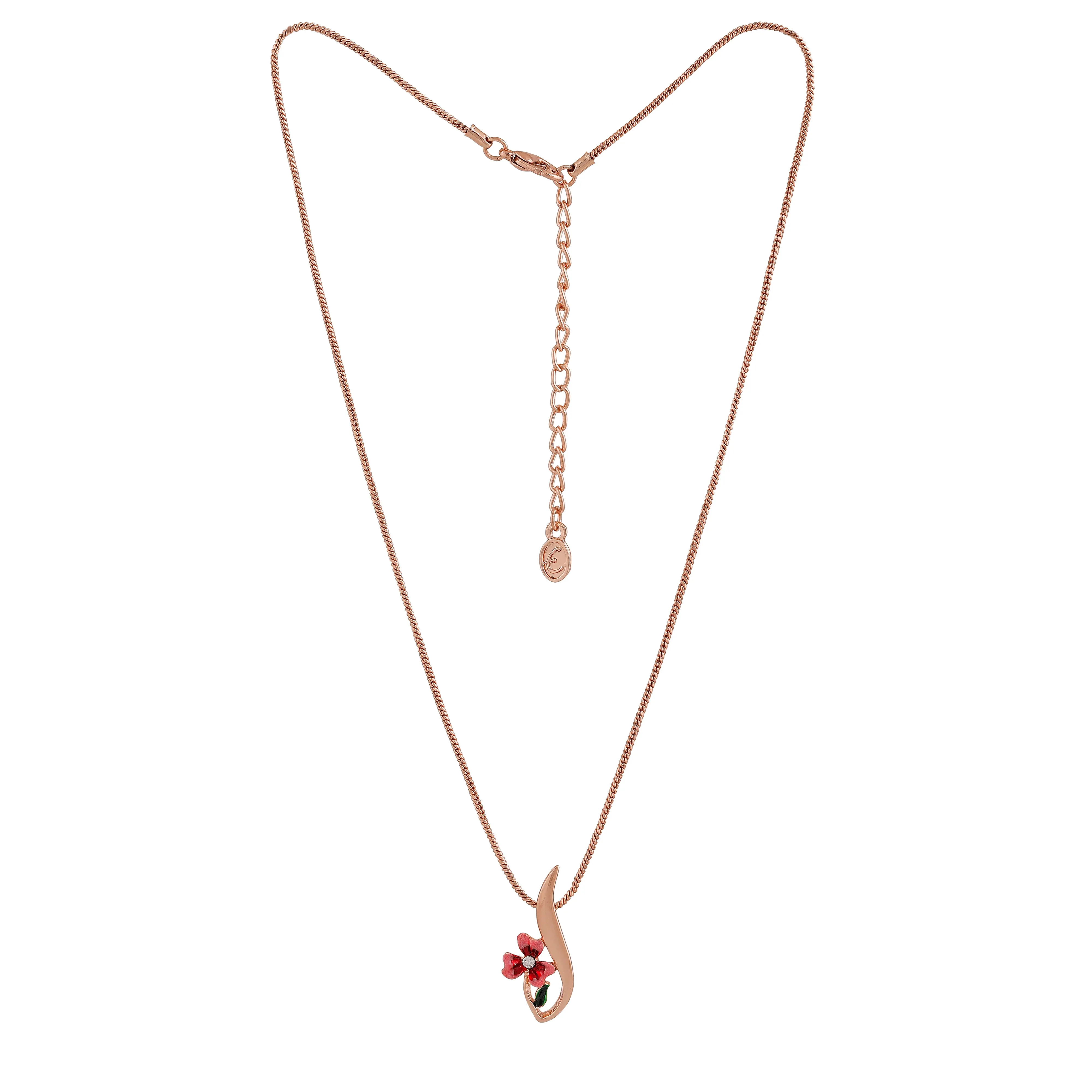 Estele Rosegold Plated Floral Shaped Pendant for Women