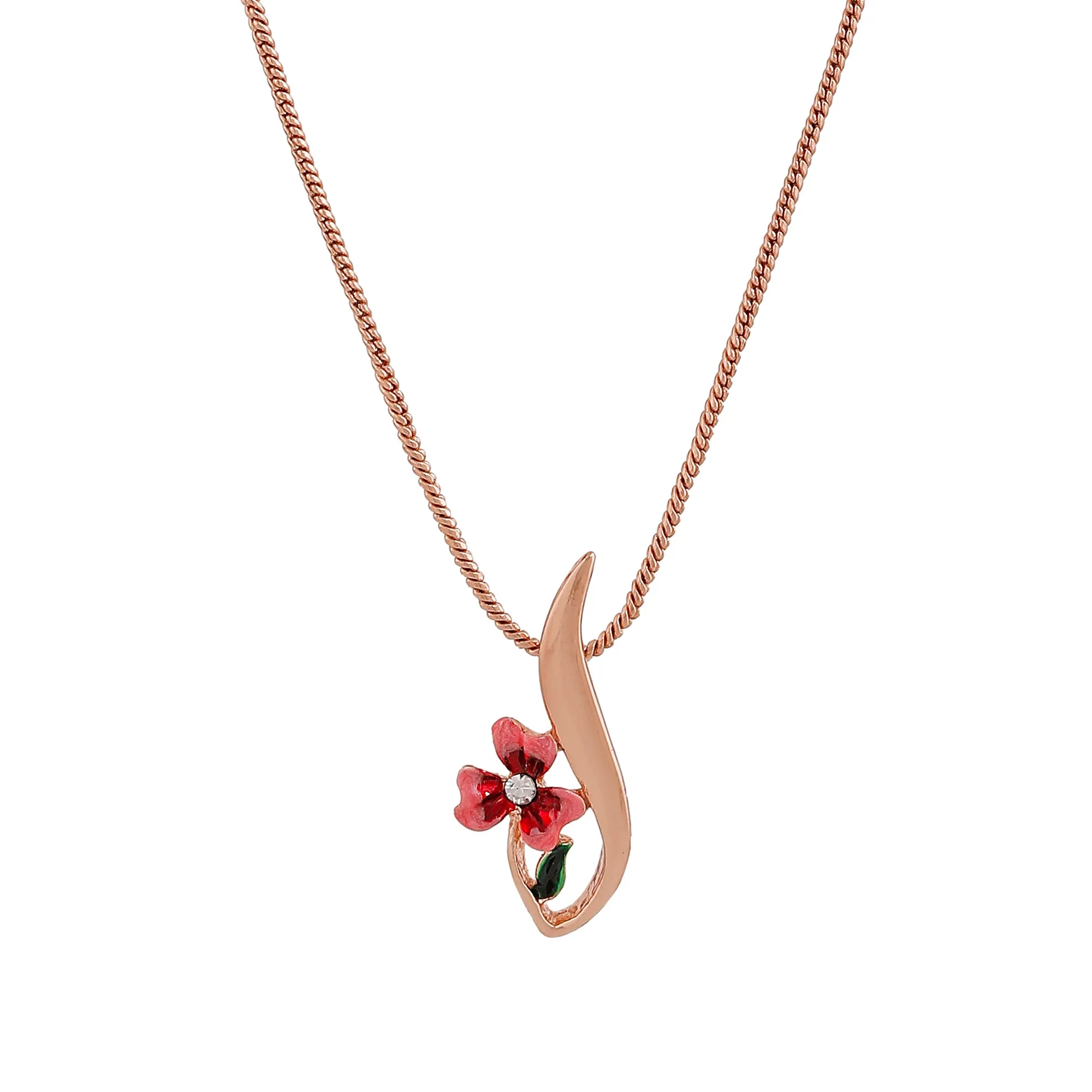 Estele Rosegold Plated Floral Shaped Pendant for Women