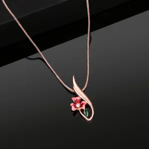 Estele Rosegold Plated Floral Shaped Pendant for Women