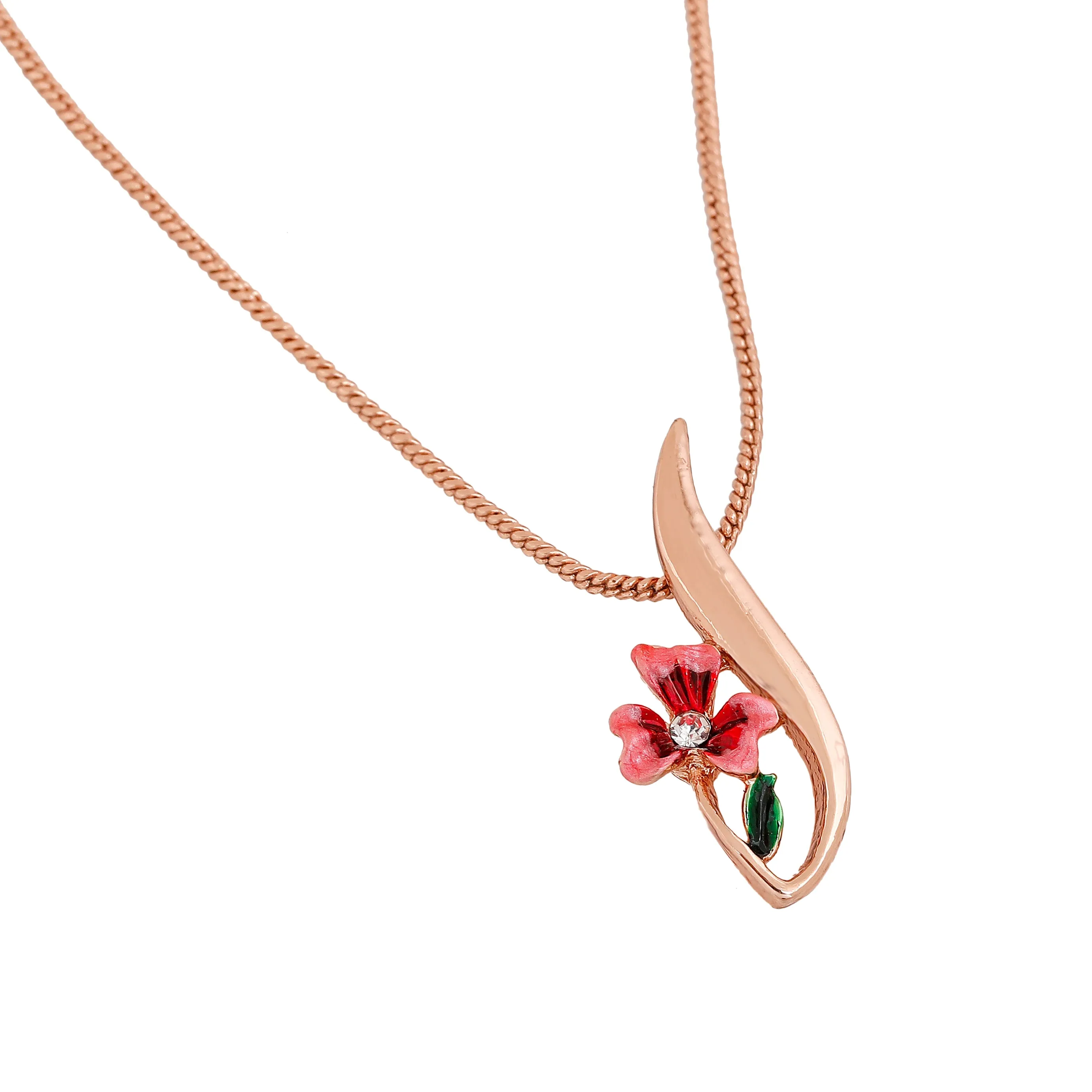 Estele Rosegold Plated Floral Shaped Pendant for Women