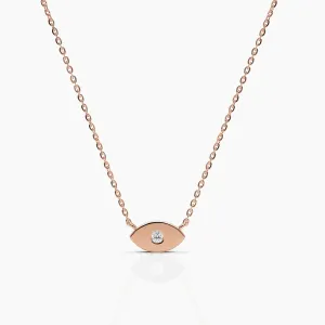 Evil Eye Necklace With Diamond in Rose Gold