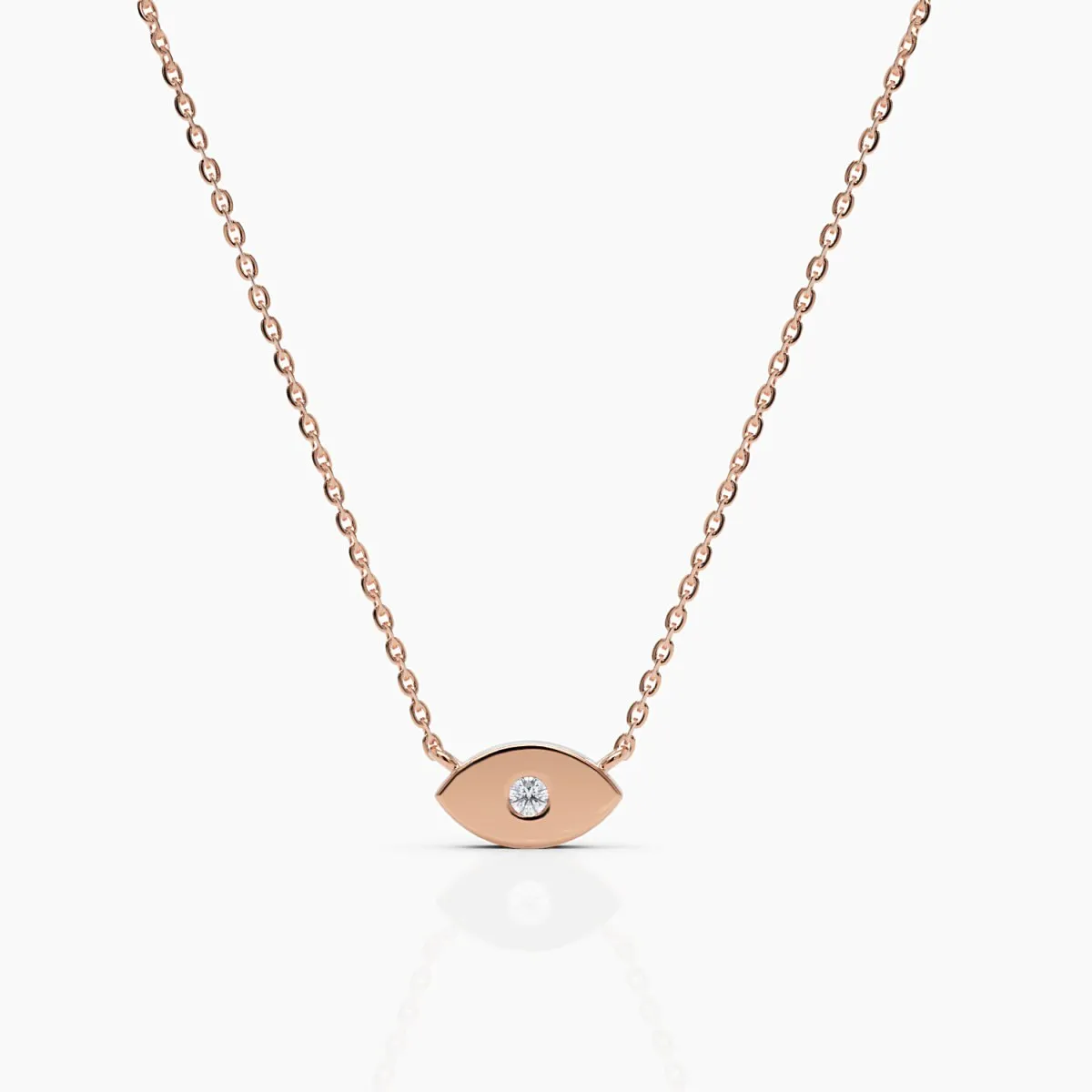 Evil Eye Necklace With Diamond in Rose Gold