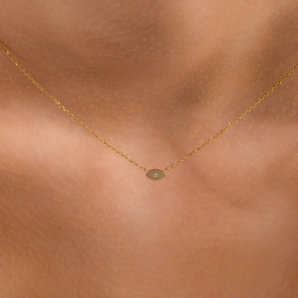 Evil Eye Necklace With Diamond in Rose Gold