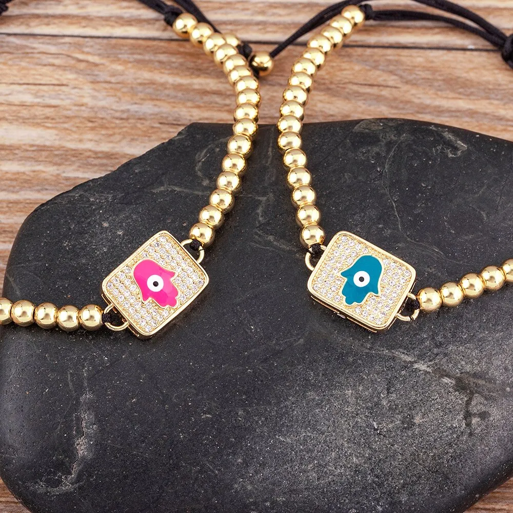Fashionable Lovely Rainbow Girl Inlaid Evil Eye Bracelet