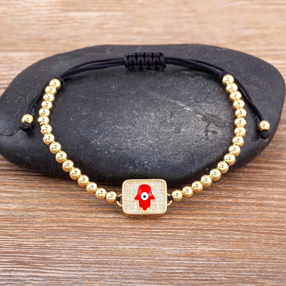 Fashionable Lovely Rainbow Girl Inlaid Evil Eye Bracelet