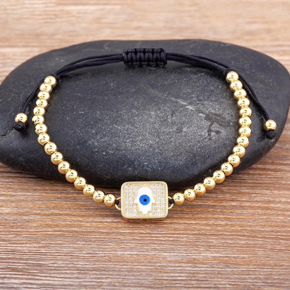 Fashionable Lovely Rainbow Girl Inlaid Evil Eye Bracelet