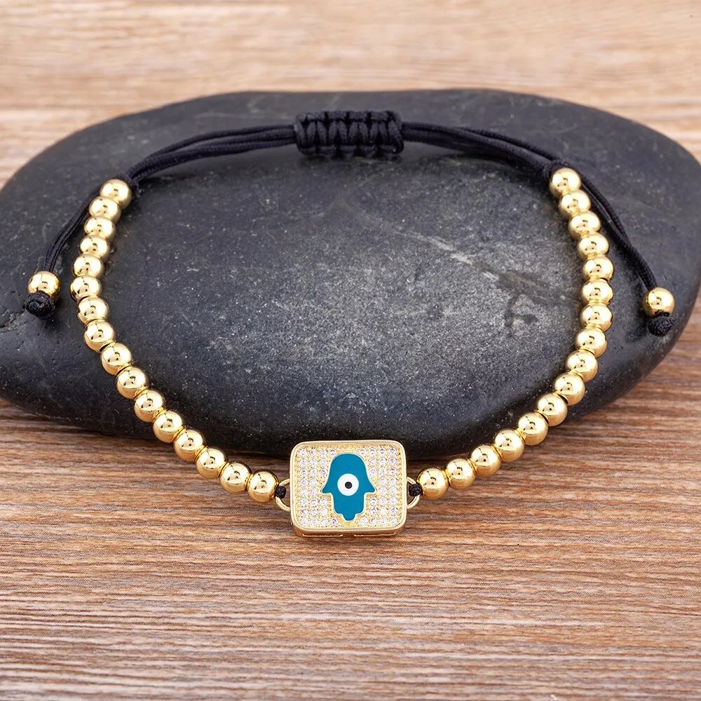 Fashionable Lovely Rainbow Girl Inlaid Evil Eye Bracelet