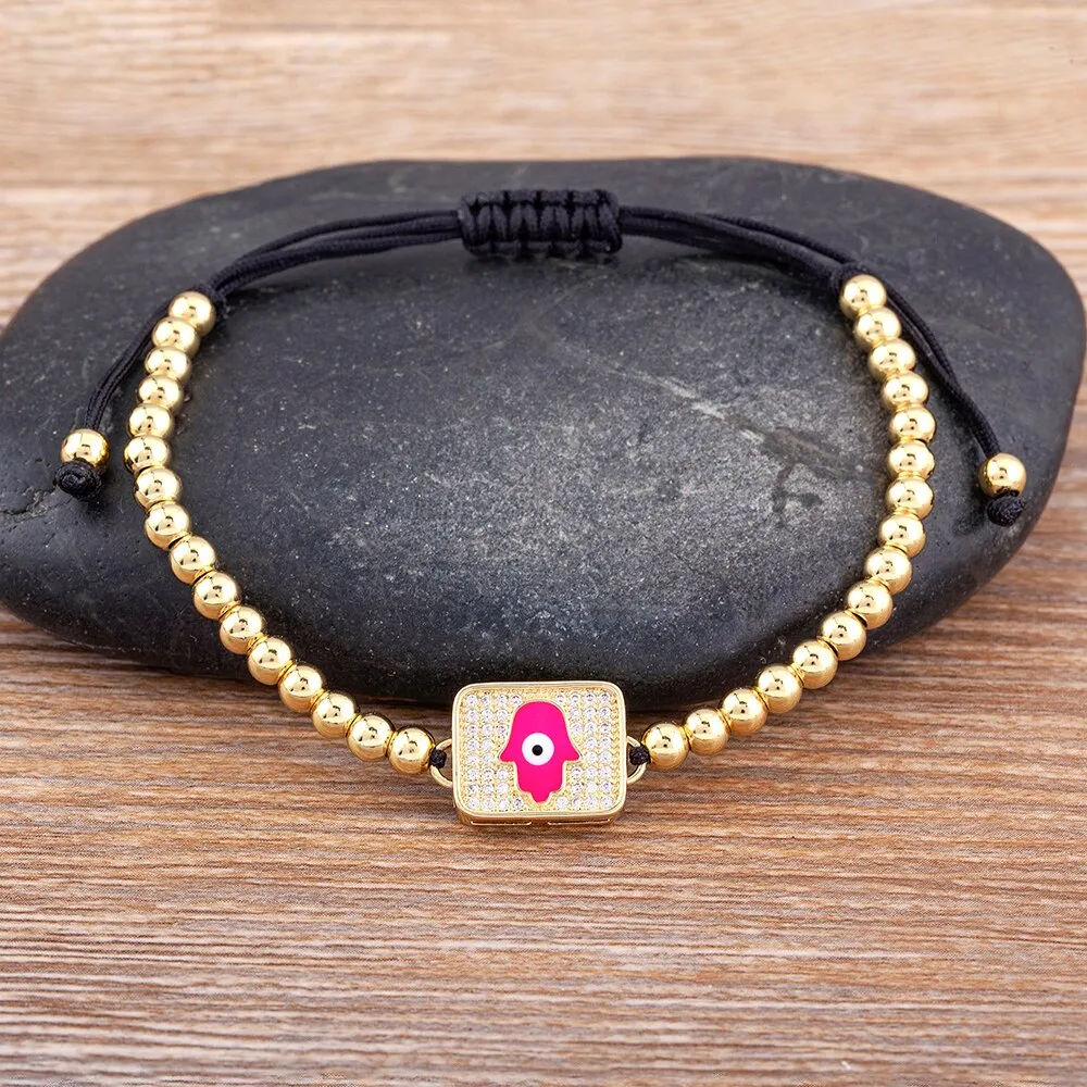 Fashionable Lovely Rainbow Girl Inlaid Evil Eye Bracelet