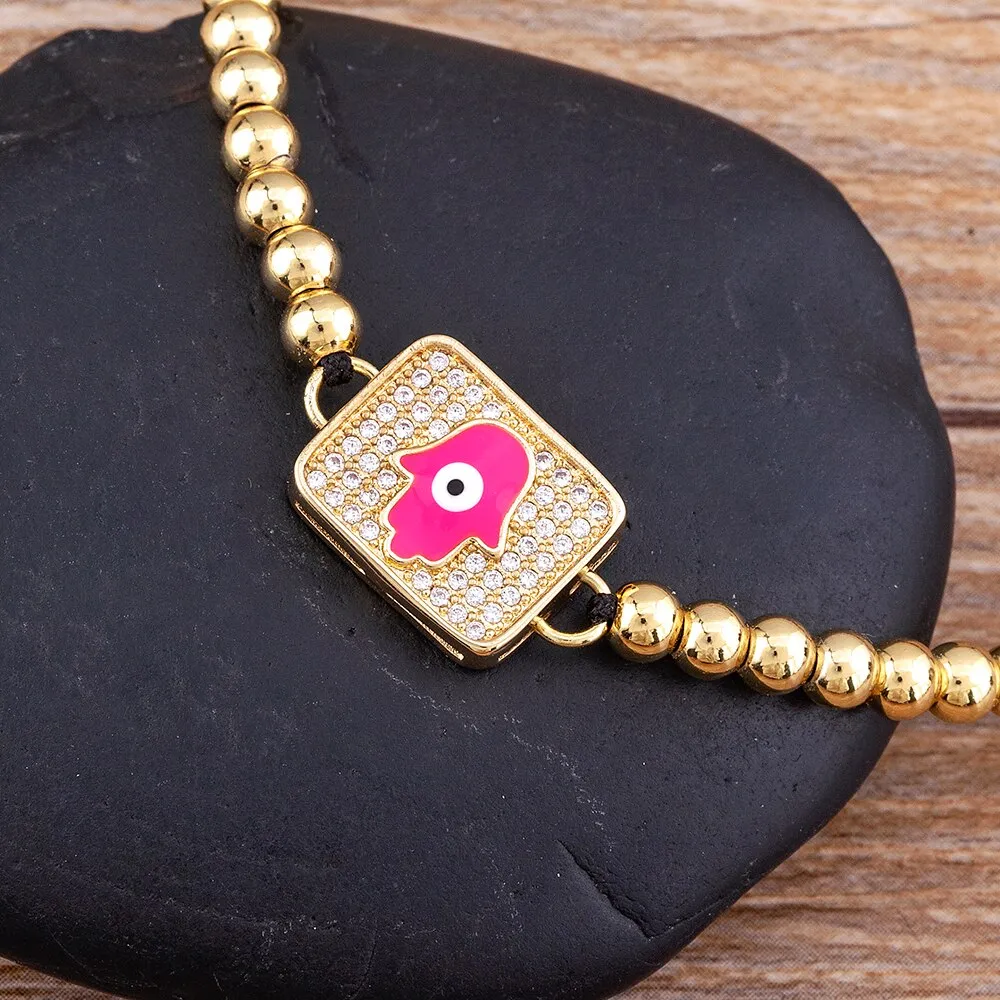 Fashionable Lovely Rainbow Girl Inlaid Evil Eye Bracelet