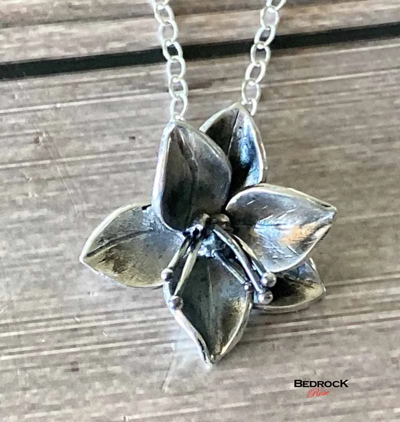 Fine Silver Dogwood Pendant | Floral Jewelry | Statement Necklace