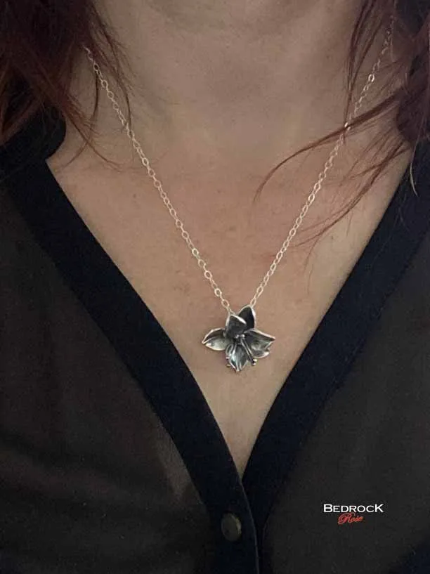 Fine Silver Dogwood Pendant | Floral Jewelry | Statement Necklace