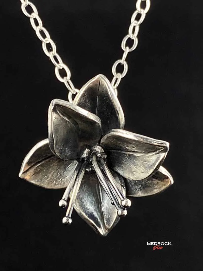 Fine Silver Dogwood Pendant | Floral Jewelry | Statement Necklace