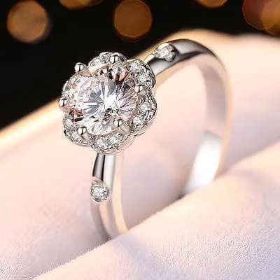Flower petals Elegant Diamond Engagement Ring