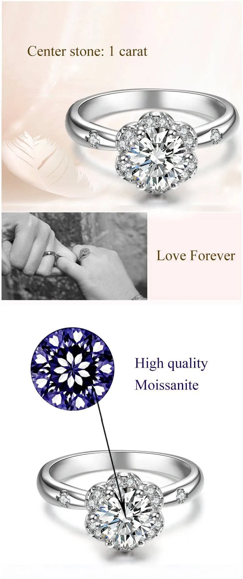 Flower petals Elegant Diamond Engagement Ring