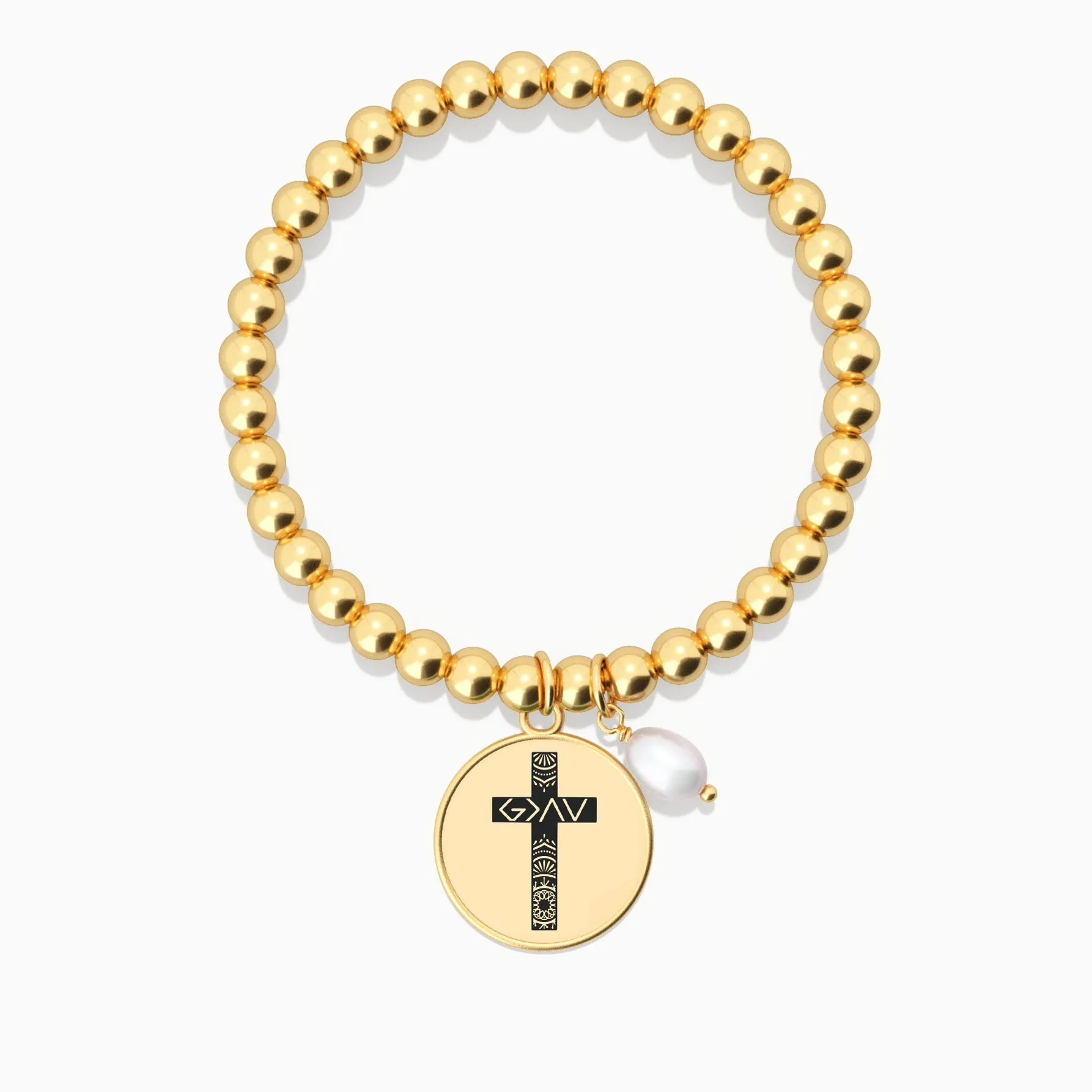 God Is Greater - Cross - Beaded Bracelet