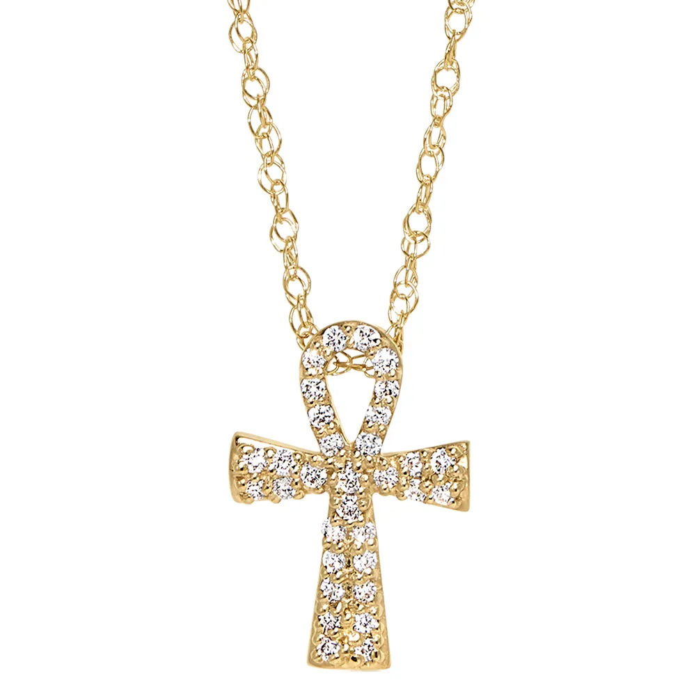 Gold Diamond Ankh Pendant