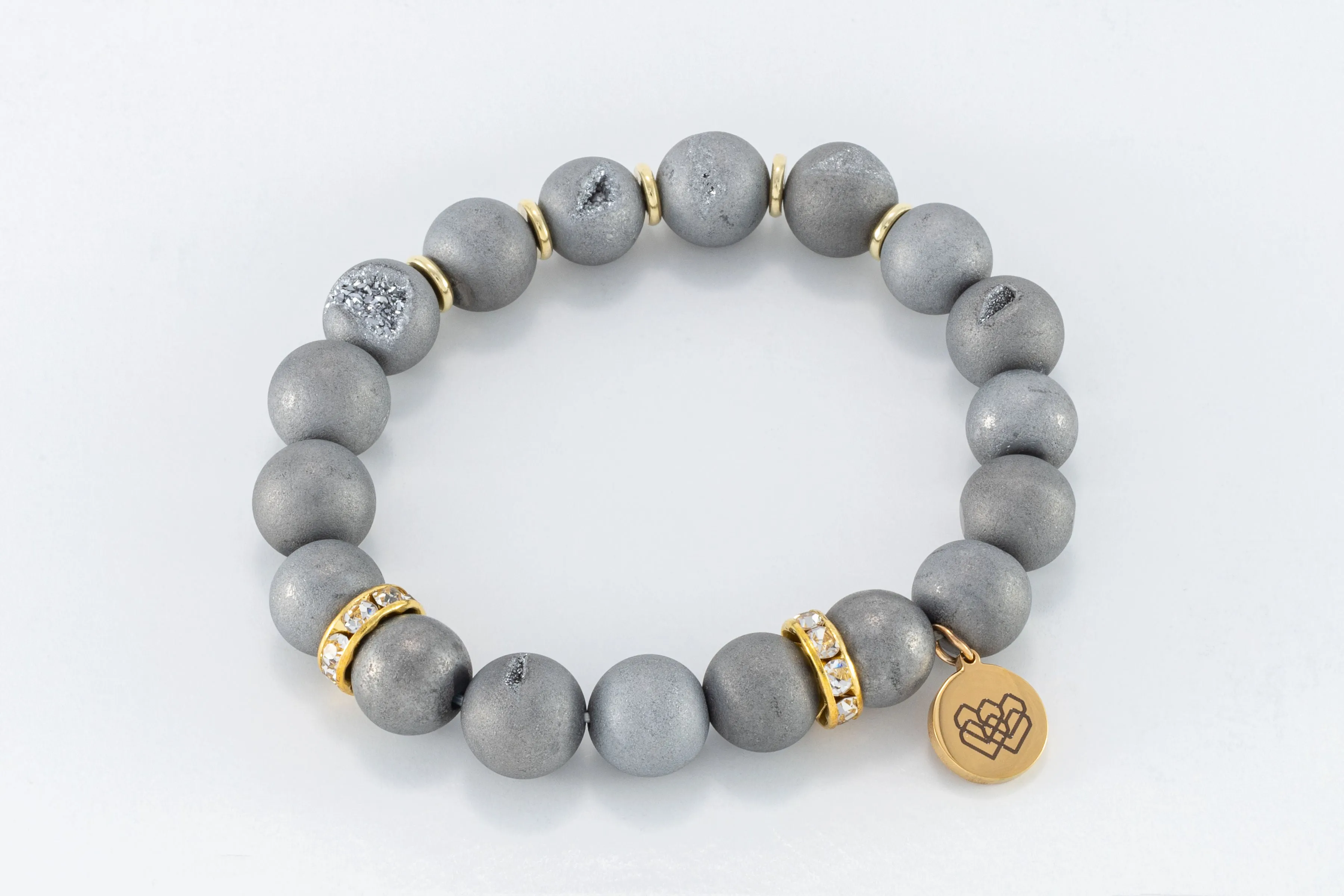 Gold Druzy Geodes Beaded Bracelet