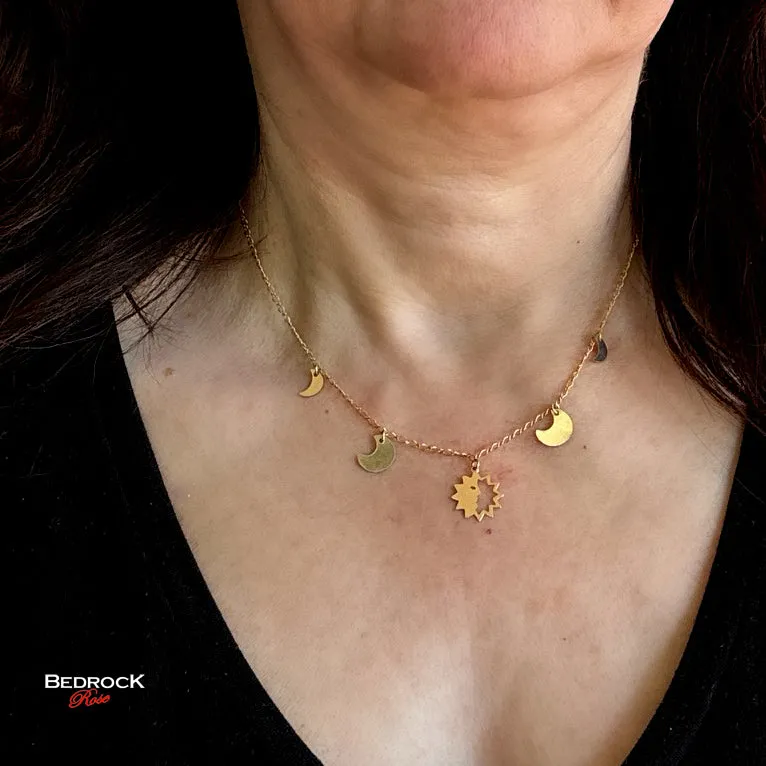 Gold-Fill Moon Phases Necklace | Pendant