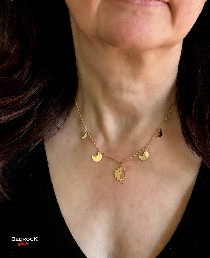 Gold-Fill Moon Phases Necklace | Pendant
