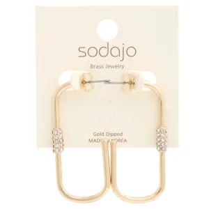 Gold Long Hoop with Rhinestones