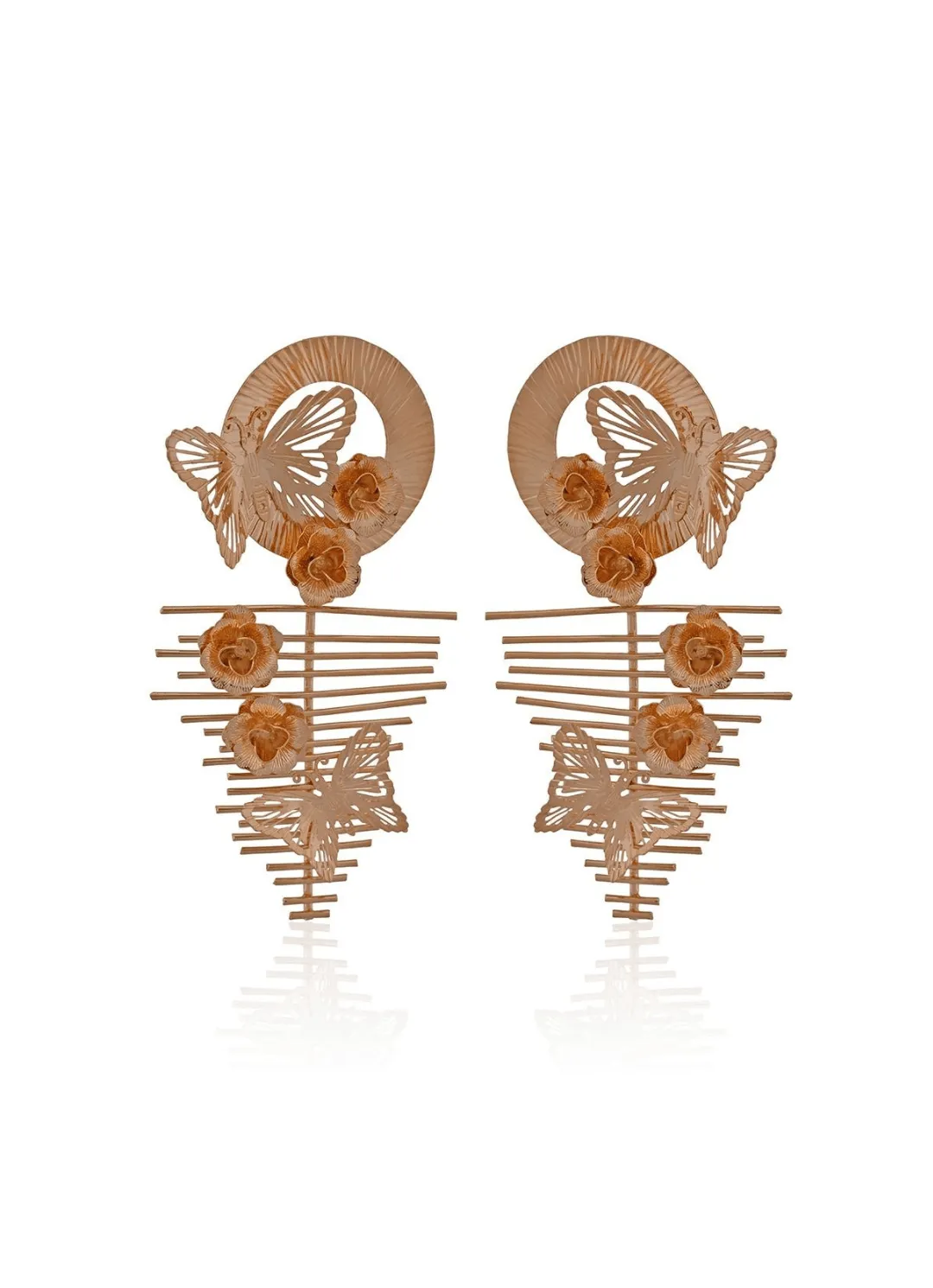 Gold Plated Butterfly And Floral Design Goldizia Earrings