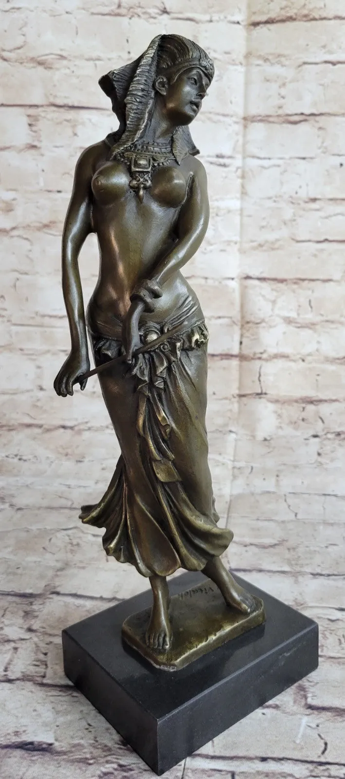 GRACEFUL EGYPTIAN DANCER RAMSES ENTERTAINER BRONZE ART NOUVEAU MARBLE BASE DEAL