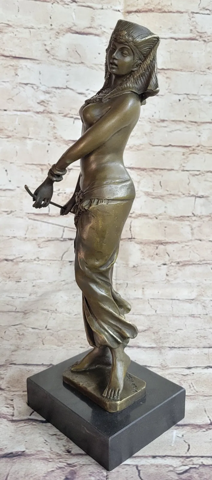 GRACEFUL EGYPTIAN DANCER RAMSES ENTERTAINER BRONZE ART NOUVEAU MARBLE BASE DEAL