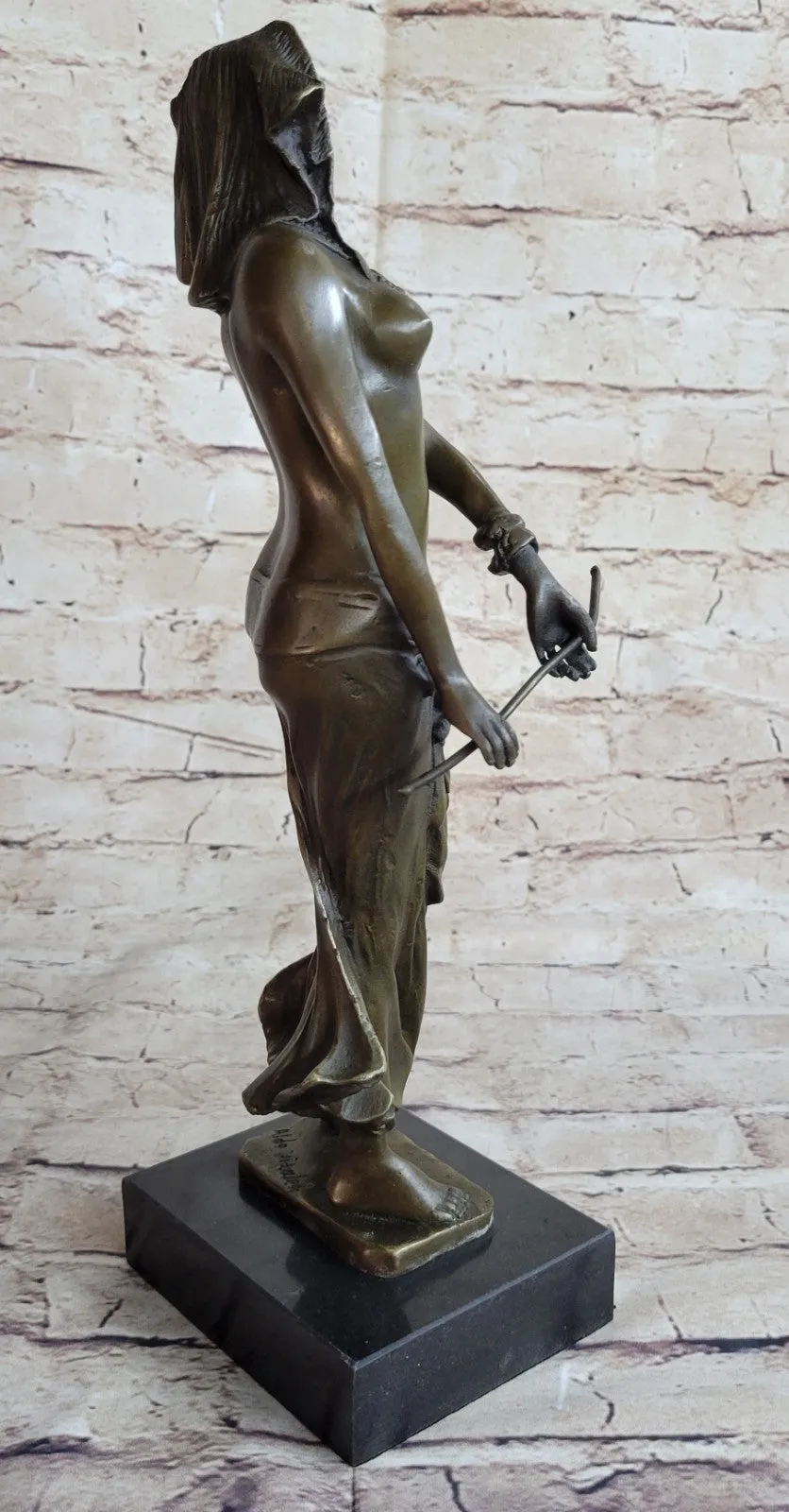 GRACEFUL EGYPTIAN DANCER RAMSES ENTERTAINER BRONZE ART NOUVEAU MARBLE BASE DEAL